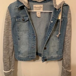 American Rag denim hoodie w. cotton hood/sleeves